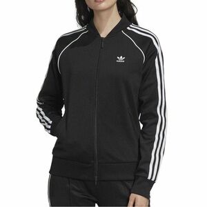 Adidas Superstar Women's Black Track Jacket with White Stripes